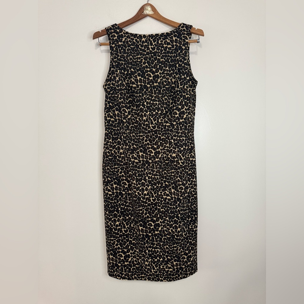 Apart Impressions Black and Tan Animal Print Midi fitted dress in size 12